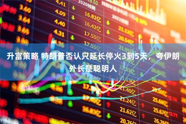 升富策略 特朗普否认只延长停火3到5天，夸伊朗外长是聪明人