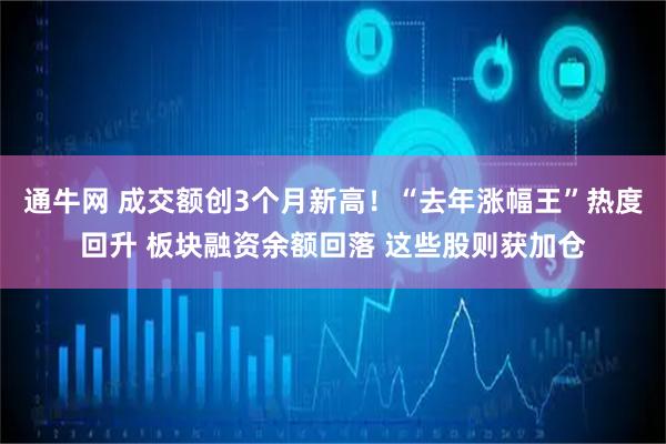 通牛网 成交额创3个月新高!“去年涨幅王”热度回升 板块融资余额回落 这些股则获加仓